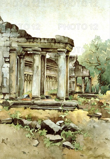 Courmaille, Angkor, watercolor