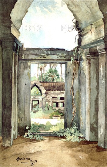 Courmaille, Angkor, watercolor