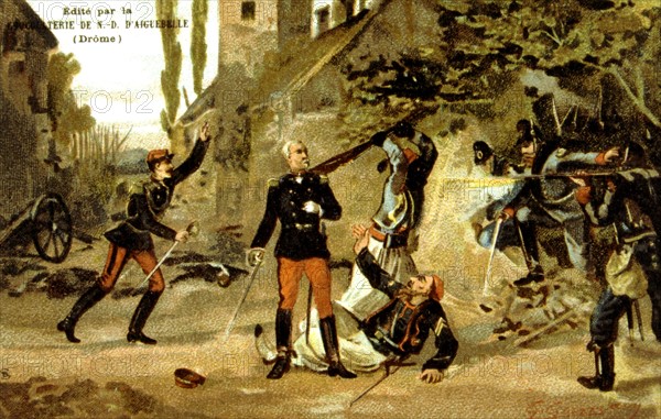 Publicité pour le chocolat d'Aiguebelle, Guerre de 1870, Bataille de Froeschwiller (6 août 1870), Mort du Général Raoul