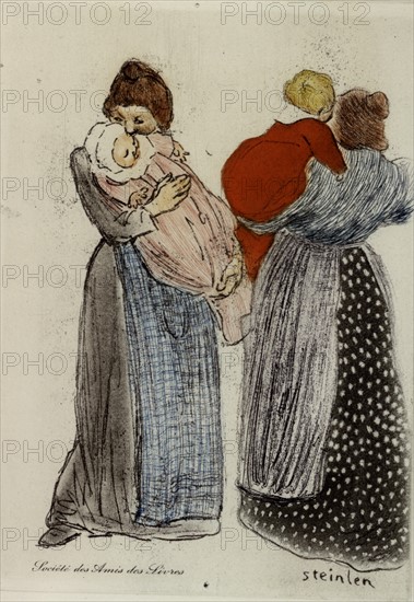 Théophile-Alexandre Steinlen, menu made for the "Société des Amis des Livres",  Women and children