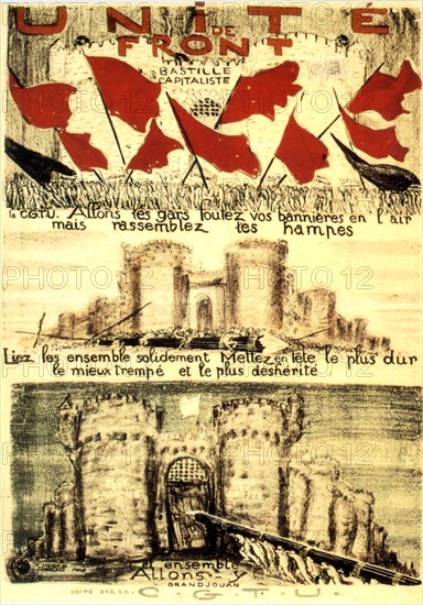 CGTU propaganda poster by Grandjouan, appealing to workers unity