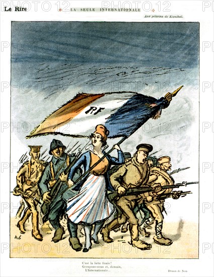 Satirical cartoon by Nob in "Le Rire" about the "Internationale" song