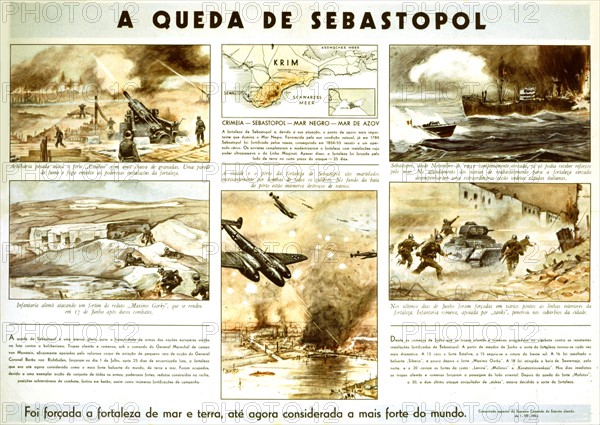 Affiche de propagande allemande anti-bolchevique en langue espagnole, Offensive allemande en URSS à Sébastopol (1942)