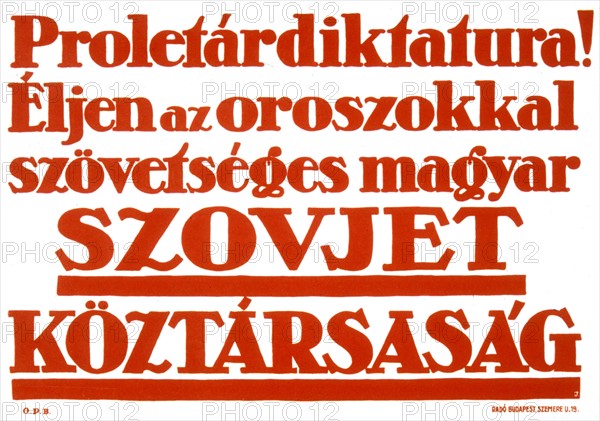 Affiche politique de Erno JEGES (1898-1956), Révolution hongroise de 1919