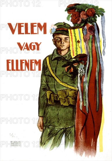 Affiche politique de Marcell VERTES (1895-1961), Révolution hongroise de 1919