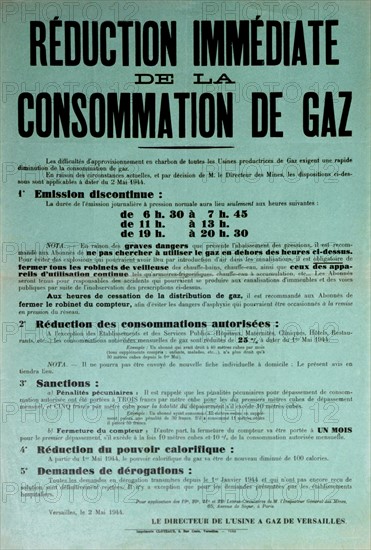 Affiche officielle sur la réduction de la consommation de gaz