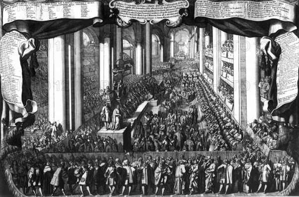 Abjuration de Michel Molinos durant l'inquisition dans l'église Santa Maria Sopra Minerva