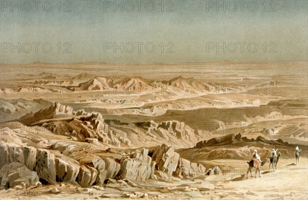 Landscape and camel caravan