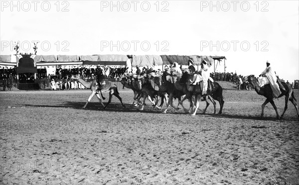 Voyage of President Millerand. Biskra. Final charge of the Tuareg warriors