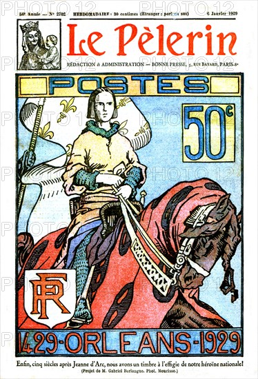 Postage stamp in praise of Joan of Arc -1429/1929. from January 6, 1929