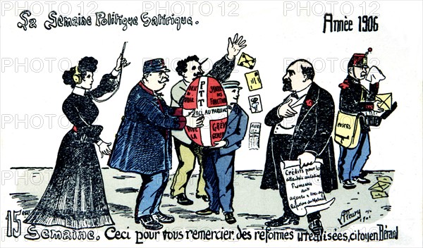 Carte postale satirique à propos des grèves