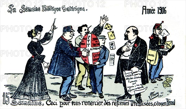 Satirical postcard about strikes