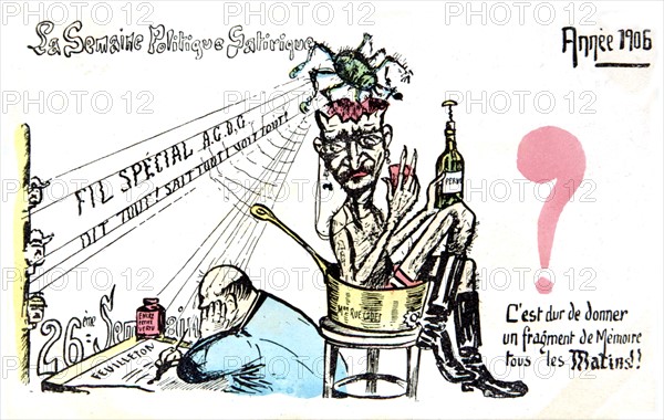 Satirical postcard on the "affaire des fiches". General Louis André (1838-1913) is to be seen.