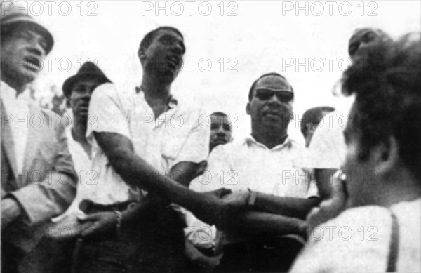 Selma demonstration in Montgomery for the civil rights, Martin Luther King and Carmichaël