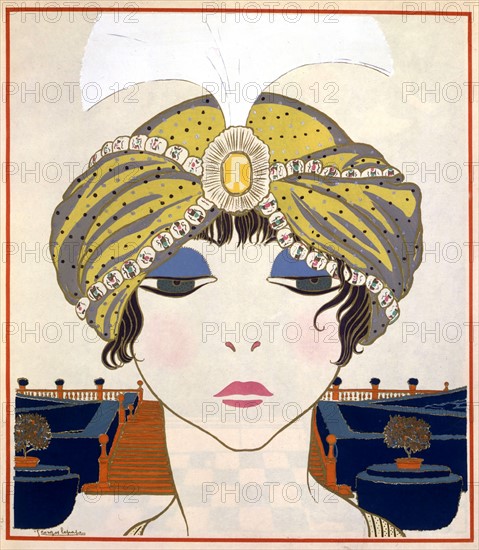 Woman with a Persian turban. In "Les choses de Paul Poiret" by Georges Lepape