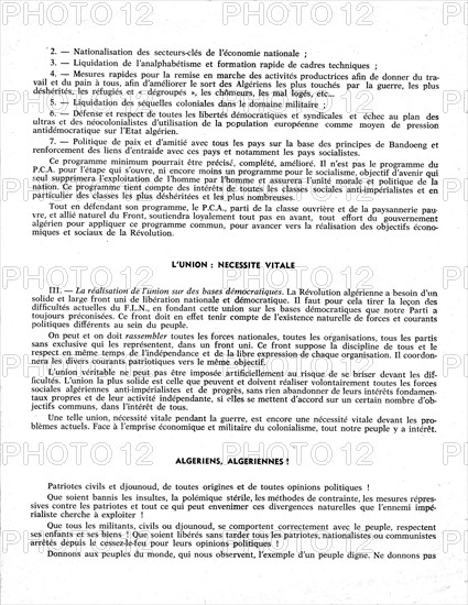Leaflet of the Algerian Communist Party: "Call to the Algerian people", page 3