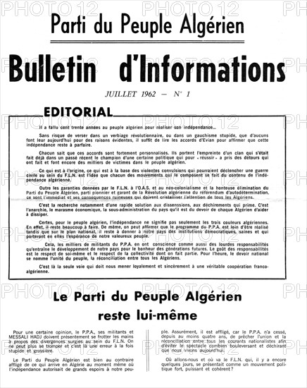 Tract du Parti du peuple algérien (P.P.A.), recto