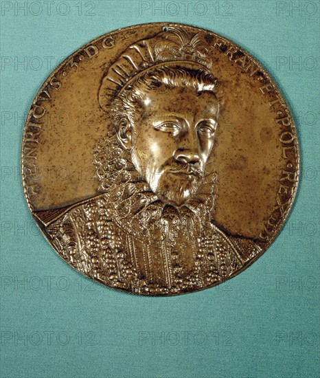 Médaille en bronze par Germain Pilon. Henri III (1551-1589)