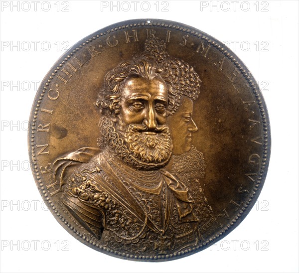 Médaille en bronze par G. Dupré. Henri IV (1553-1610) et Marie de Médicis (1573-1642)