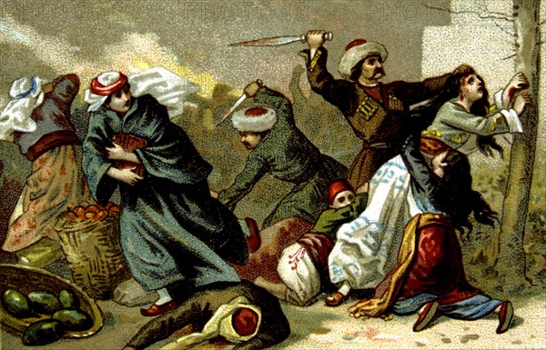 Massacre d'Arménie par les Turcs en 1894-1896. Arméniens égorgés à Ak-Hissar