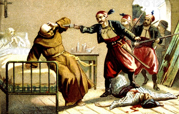 Massacre d'Arménie par les Turcs en 1894-1896. Mort du Révérend Père Franciscain Salvatore