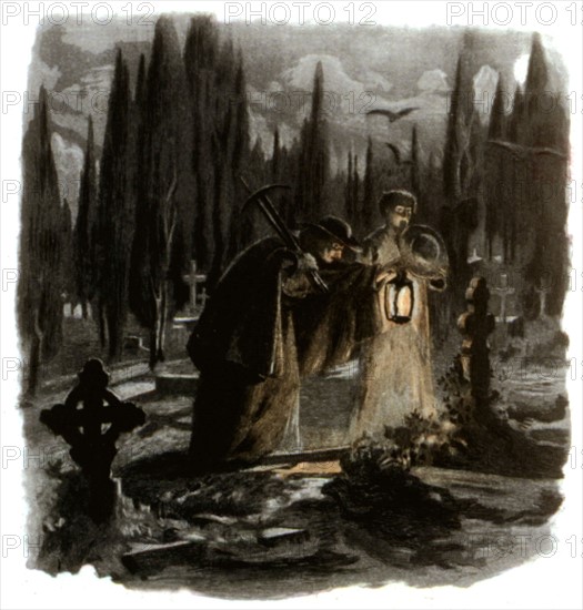 Dead lover, Lithograph after A. P. Laurens