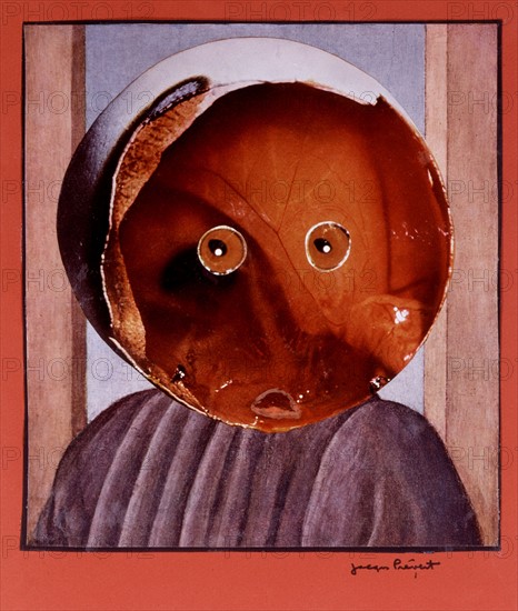 Moon face,  Collage by Jacques Prévert