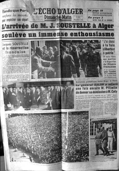 Guerre d'Algérie. Une du journal "L'Echo d'Alger"