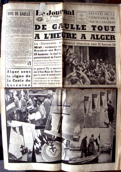 Guerre d'Algérie. Une du journal "Le Journal d'Alger"