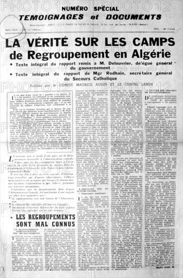 War in Algeria, Front page of the newspaper "Evidence and documents on the War in Algeria"