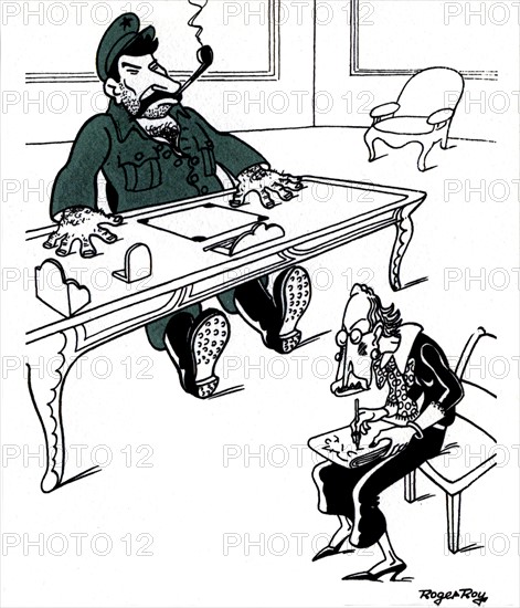 Caricature de Roger Roy contre Léon Blum et le front populaire