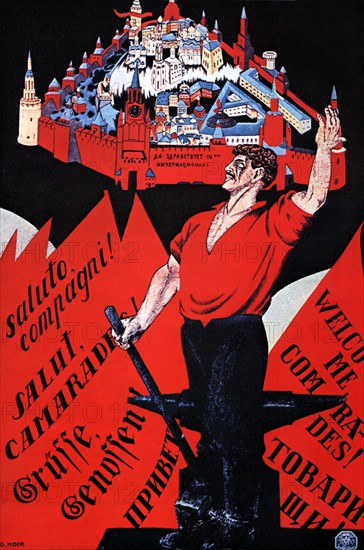 Political poster by Dimitri Moor, 'Long live the 3rd International'