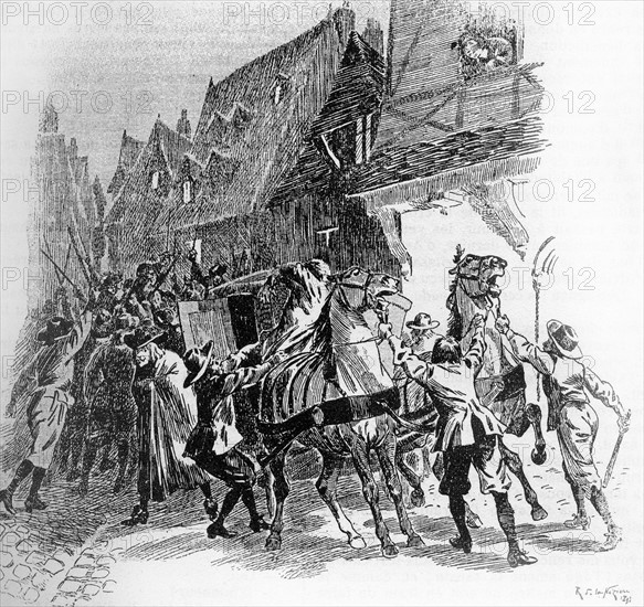 Illustration de R. de la Nézière. "Vingt ans après" (suite de "Les trois mousquetaires").