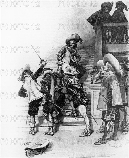 The Three Musketeers. Engraving 19th C