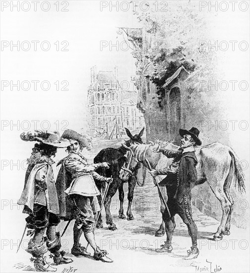 The Three Musketeers. Engraving 19th C.