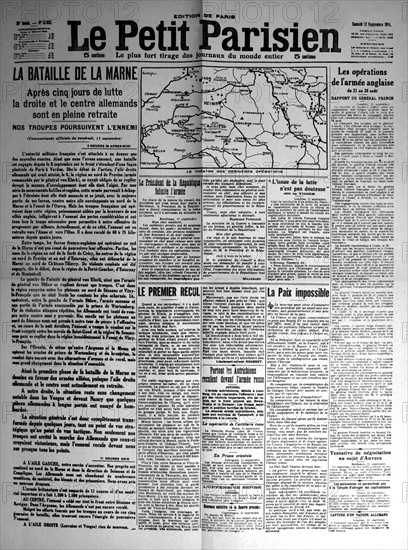 Front page of 'Le Petit Parisien' : the Battle of the Marne