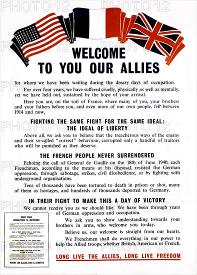 Affiche de propagande au moment de la libération