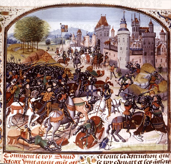 Siege of Newcastle by the Scottish, in 'Chronicles' by Jean Froissart