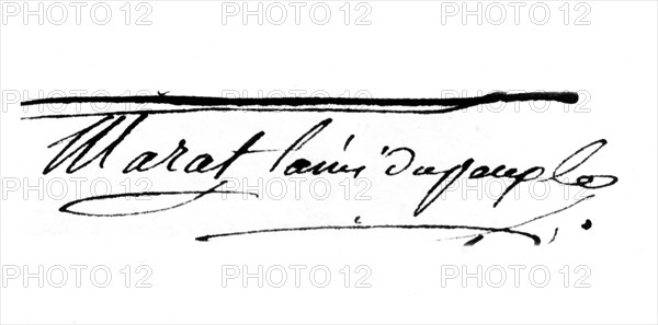 Signature of Marat, French revolutionary