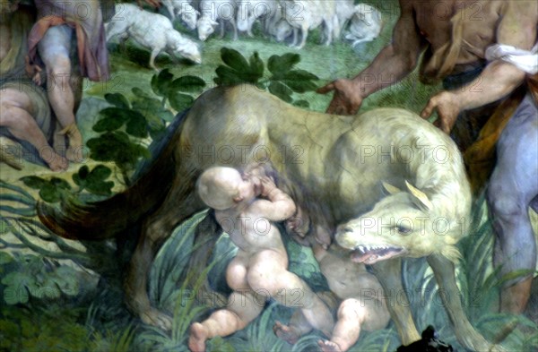 Détail de la fresque sur Romulus et Rémus