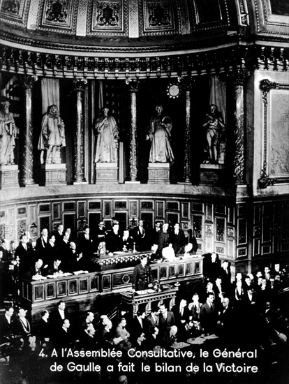 General de Gaulle at the consultative assembly, 1945