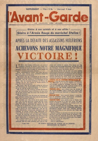 Journal "L'Avant-Garde" du 9 mai 1945 après la capitulation allemande