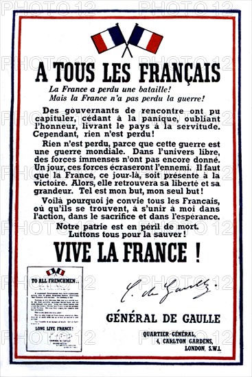 Appeal of General de Gaulle, 1940