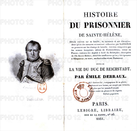Page de garde de "Le prisonnier de Sainte-Hélène", (Napoléon 1er)