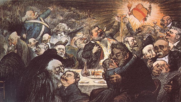 Drawing about the French separation of church and state, 1906