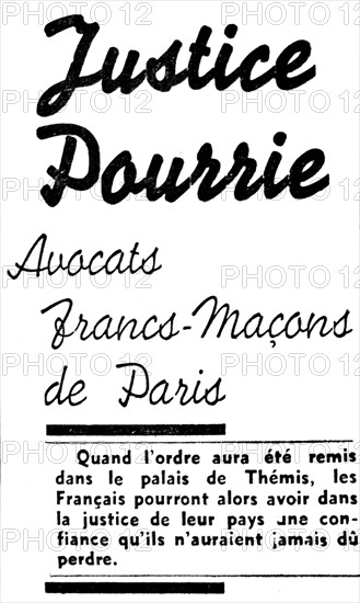 Caricature antimaçonnique parue dans 'Au Pilori'