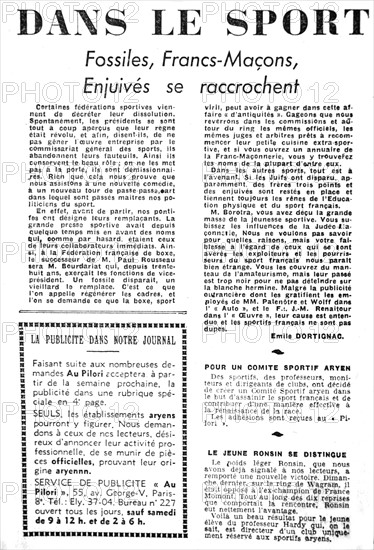 Anti-Semite article published in 'Au Pilori'