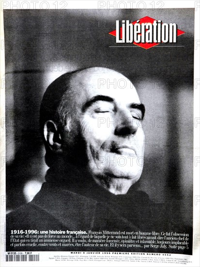 An edition of the newspaper "Libération". Death of François Mitterrand
