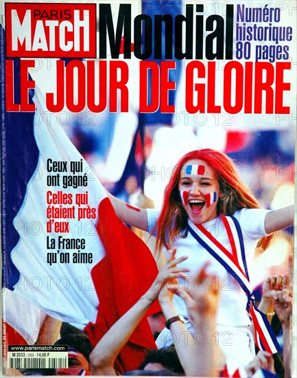 An edition of the newspaper "Paris Match". After France's victory at the World Cup, July 23 1998