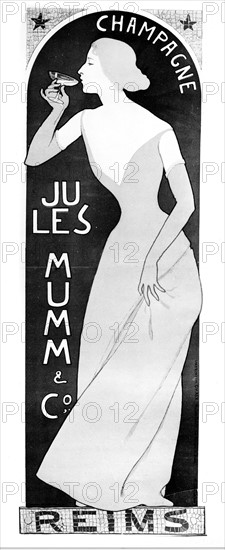 Affiche publicitaire pour le champagne Mumm